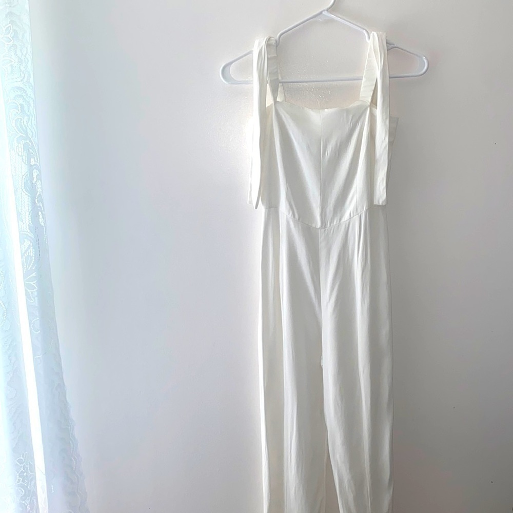STAUD Rosa White Off the Shoulder Jumpsuit